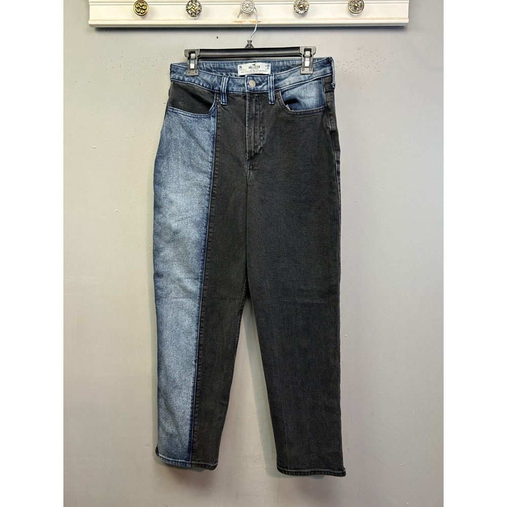 Hollister Jeans Womens 9L Black Blue Curvy Ultra Hi-Rise Vintage Straight 2 Tone